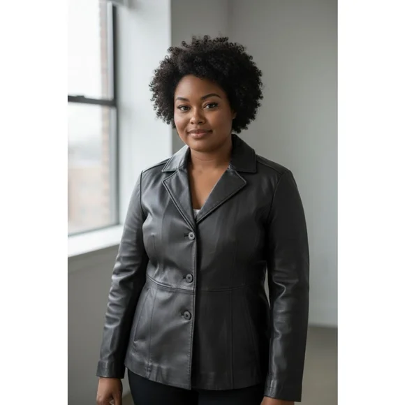 Worthington Black Genuine Lambskin Leather Jacket Plus XL - Picture 5 of 12